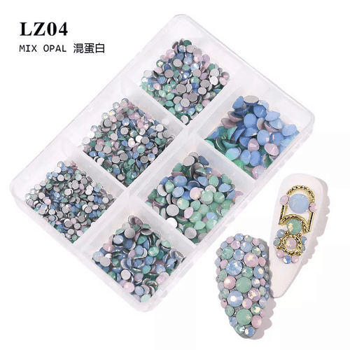 Boîtier bijoux 6 grandeurs mix opal - Ongles Elaine Lemay