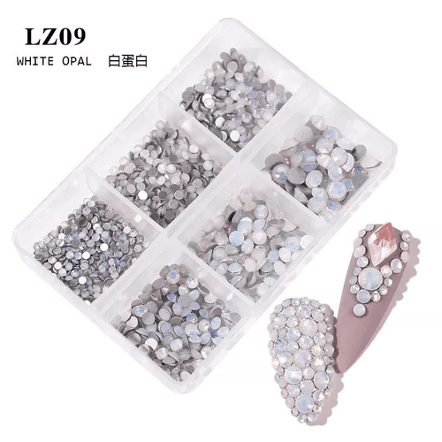 Boîtier bijoux 6 grandeurs white opal - Ongles Elaine Lemay