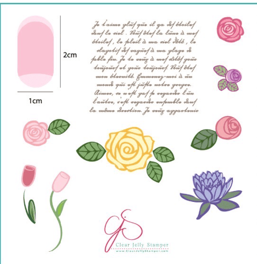 CJS-02 Simple rose & script - Ongles Elaine Lemay