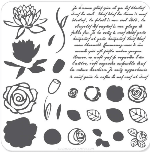 CJS-02 Simple rose & script - Ongles Elaine Lemay