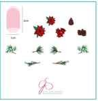 CJS-C-08 Pines and Poinsettias Christmas Plate - Ongles Elaine Lemay