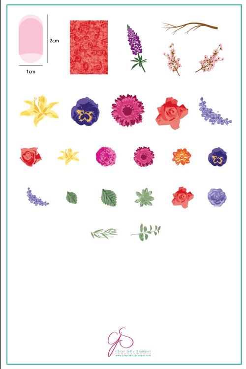 CJS-LC-13 Roses floral Garden - Ongles Elaine Lemay