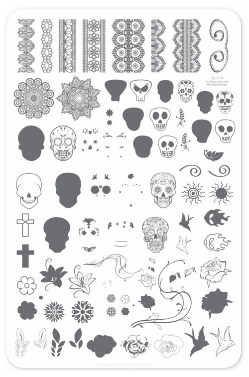 CJS-LC-32 Dark Eyes Calaveras - Ongles Elaine Lemay