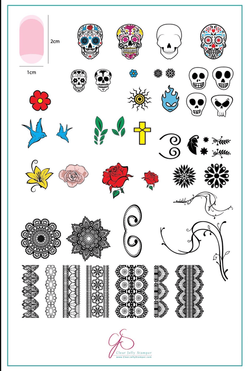 CJS-LC-32 Dark Eyes Calaveras - Ongles Elaine Lemay
