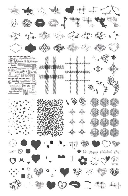 CJS-V-34 Patterned Valentines - Ongles Elaine Lemay