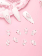 Cœurs 3D argent (paquet de 10) - Ongles Elaine Lemay
