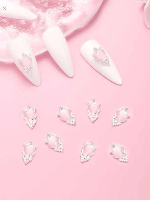 Cœurs 3D argent (paquet de 10) - Ongles Elaine Lemay