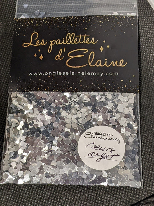 Cœurs argent - Ongles Elaine Lemay