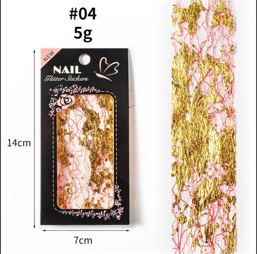Filet de mailles et papier d'or-argent - Ongles Elaine Lemay