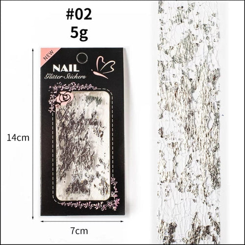 Filet de mailles et papier d'or-argent - Ongles Elaine Lemay
