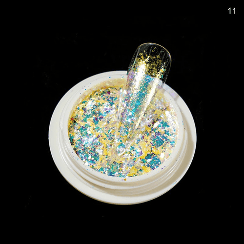 Flakes mermaid opalites - Ongles Elaine Lemay
