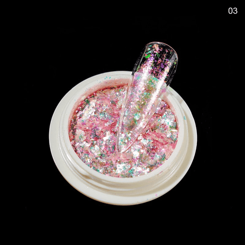 Flakes mermaid opalites - Ongles Elaine Lemay