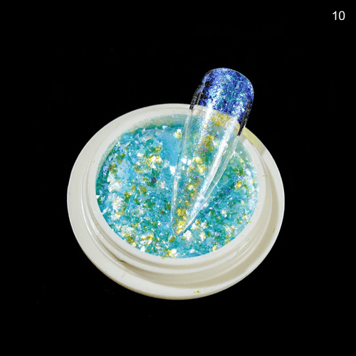 Flakes mermaid opalites - Ongles Elaine Lemay