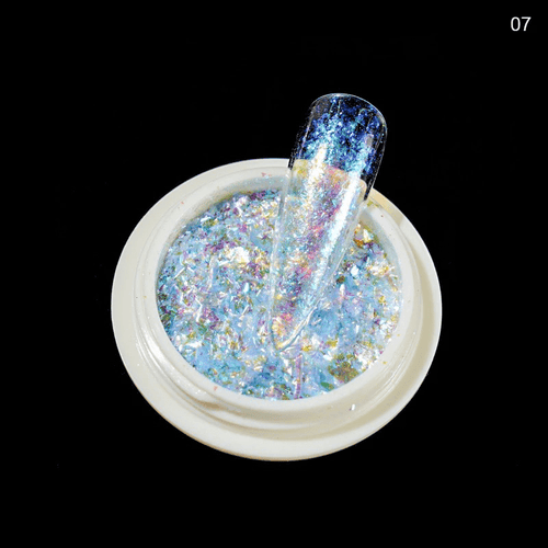 Flakes mermaid opalites - Ongles Elaine Lemay