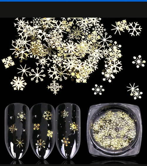 Flocons or - Ongles Elaine Lemay