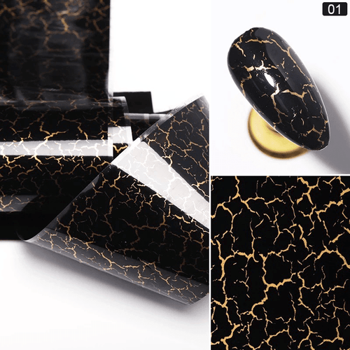 Foil marbré noir - Ongles Elaine Lemay