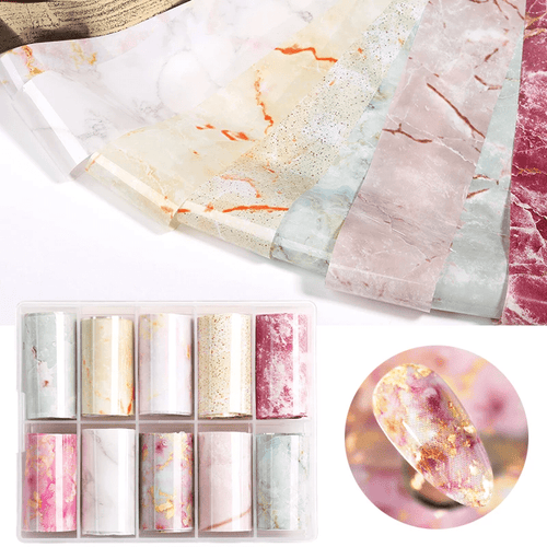 Foil marbré pâle - Ongles Elaine Lemay