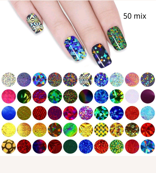 Foil paquet mix 50 feuilles - Ongles Elaine Lemay