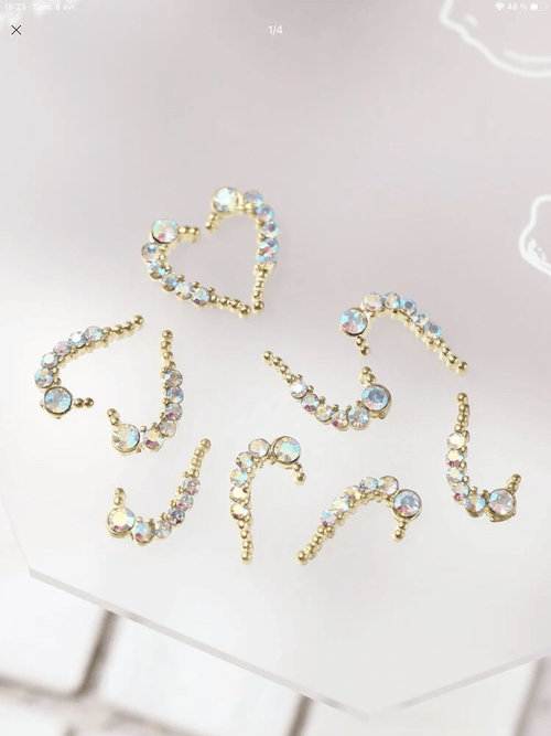 Strass or et AB (paquet de 10) - Ongles Elaine Lemay 