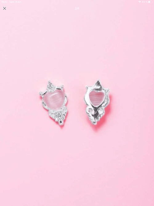 Cœurs 3D argent (paquet de 10) - Ongles Elaine Lemay 