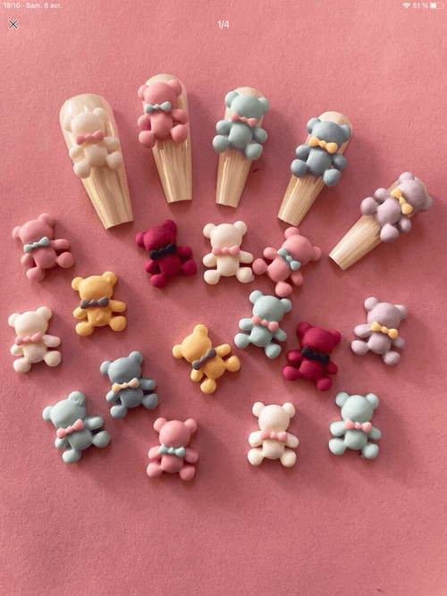 Oursons pastels (paquet de 20) - Ongles Elaine Lemay 