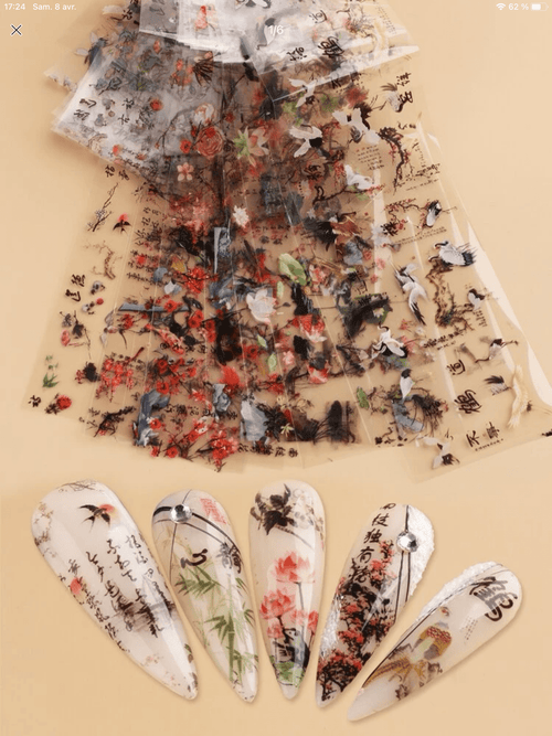 Foil style Asiatique - Ongles Elaine Lemay 