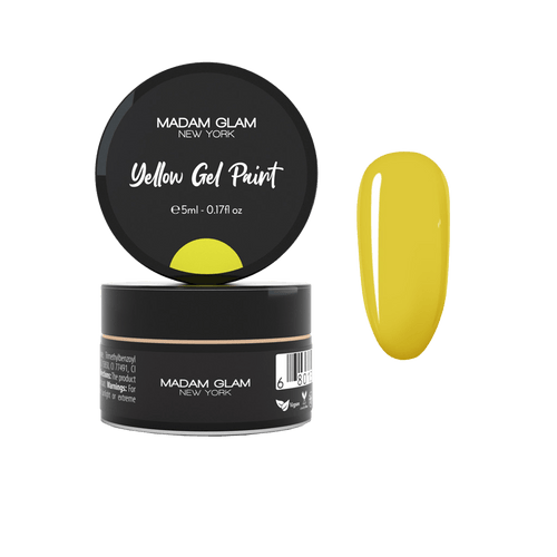 Gel paint jaune - Ongles Elaine Lemay 