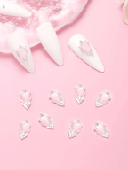 Cœurs 3D argent (paquet de 10) - Ongles Elaine Lemay 