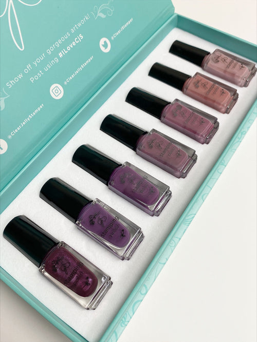 Kit à Stamping The Posh Purples (7 couleurs) - Ongles Elaine Lemay 