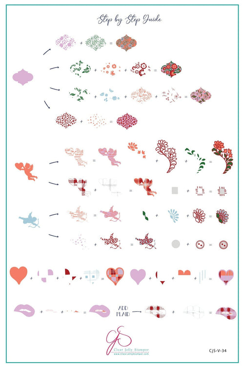 CJS-V-34 Patterned Valentines - Ongles Elaine Lemay 