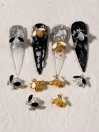 Abeilles 3D pqt 10 argent et or - Ongles Elaine Lemay 
