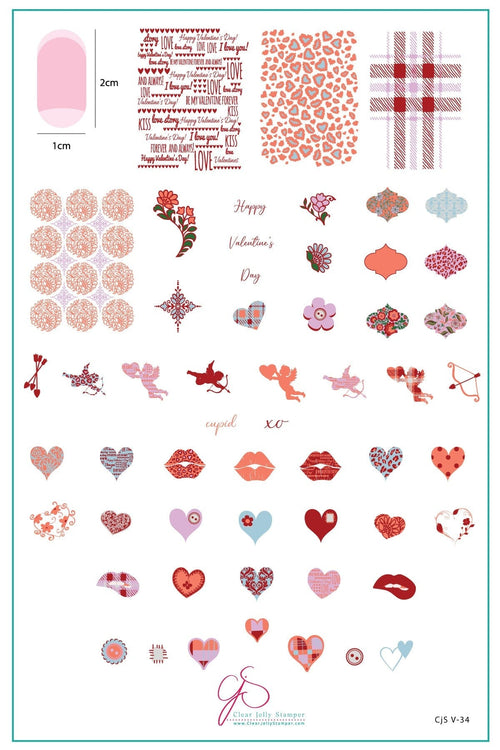 CJS-V-34 Patterned Valentines - Ongles Elaine Lemay 