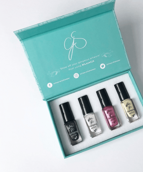 Kit vernis à stamping Lover’s Lane (4 couleurs) - Ongles Elaine Lemay
