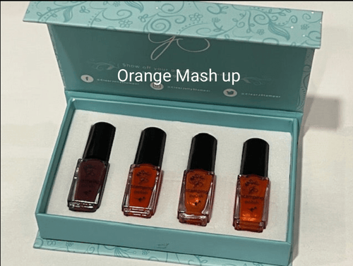 Kit vernis à stamping Orange Mash Up (4vernis) - Ongles Elaine Lemay