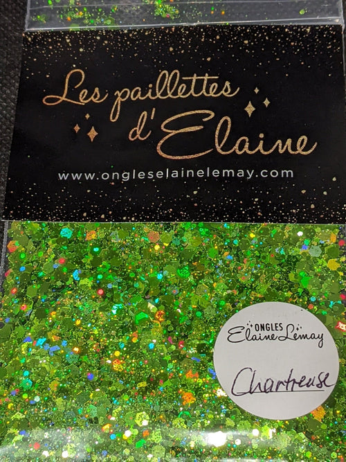 Paillettes Collection L'holographique Chartreuse - Ongles Elaine Lemay
