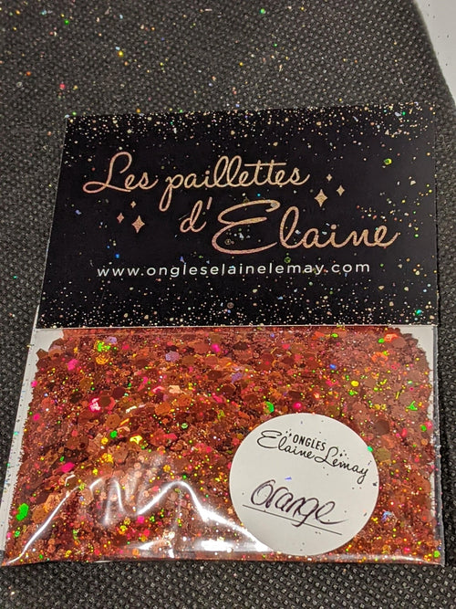 Paillettes Collection L'holographique Orange - Ongles Elaine Lemay