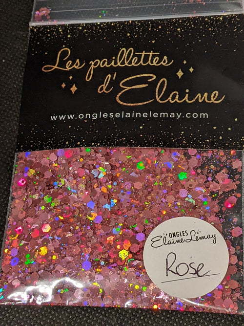Paillettes Collection L'holographique Rose - Ongles Elaine Lemay