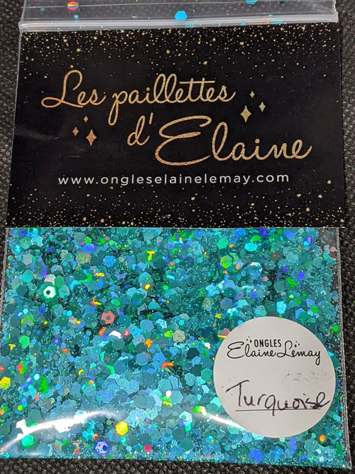 Paillettes Collection L'holographique Turquoise - Ongles Elaine Lemay