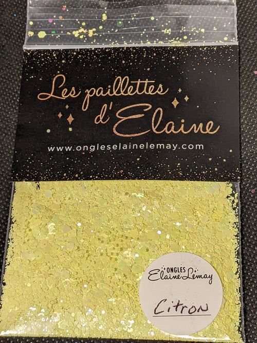 Paillettes Collection Macarons Citron - Ongles Elaine Lemay