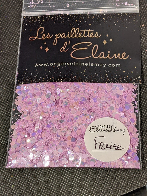 Paillettes Collection Macarons Fraise - Ongles Elaine Lemay