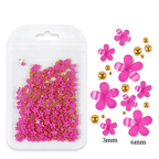 Petites Fleurs 3D Fushia/Or - Ongles Elaine Lemay