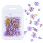 Petites Fleurs 3D Mauve/Or - Ongles Elaine Lemay