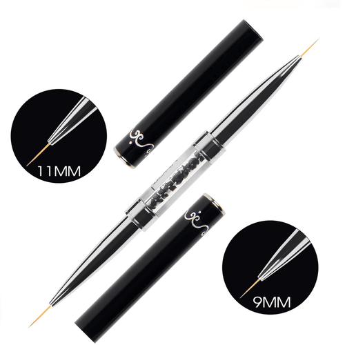 Pinceau détails 2 embouts noir 9mm 11mm - Ongles Elaine Lemay