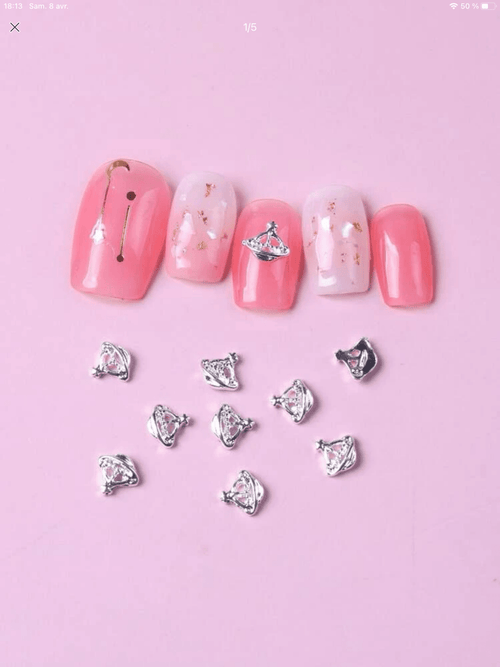 Planète argent (paquet de 10) - Ongles Elaine Lemay