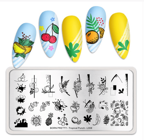 Plaque de stamping Born Pretty Tropical Punch L008 - Ongles Elaine Lemay