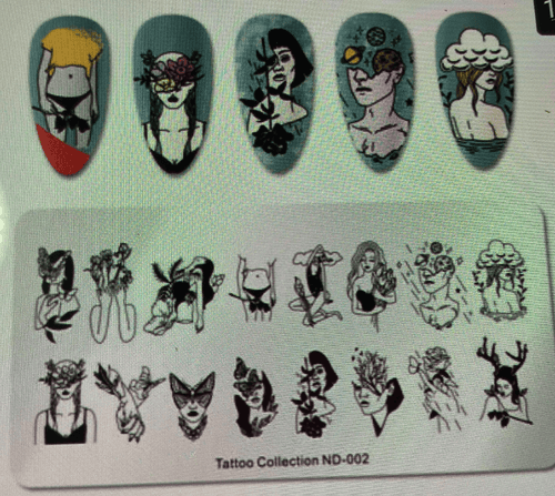 Plaque de stamping Nicole Diary Tattoo Nd-002 - Ongles Elaine Lemay