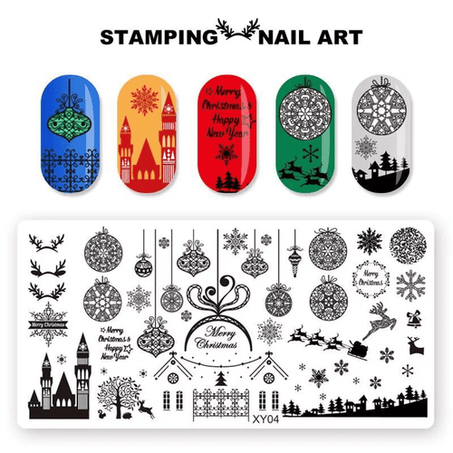Plaque stamping XY-04 de Noel - Ongles Elaine Lemay