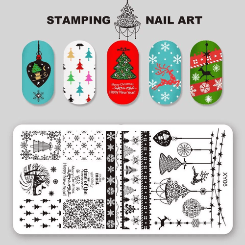 Plaque stamping XY-06 de Noel - Ongles Elaine Lemay