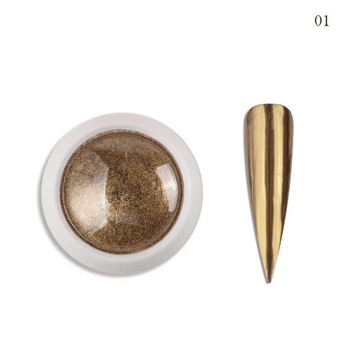 Poudre miroir chrome 1 - Ongles Elaine Lemay