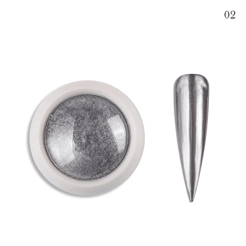 Poudre miroir chrome 2 - Ongles Elaine Lemay